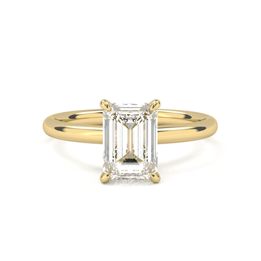 Hidden Halo Solitaire Emerald Cut Diamond Ring - Beyon Diamond