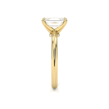 Hidden Halo Solitaire Emerald Cut Diamond Ring - Beyon Diamond