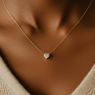 Heart Cut Solitaire Necklace 0.25CT-1CT 18K Gold Vermeil Real Diamond - Le Bezel 