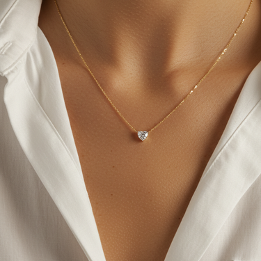 Heart Cut Solitaire Necklace 0.25CT-1CT 18K Gold Vermeil Real Diamond - Le Bezel 