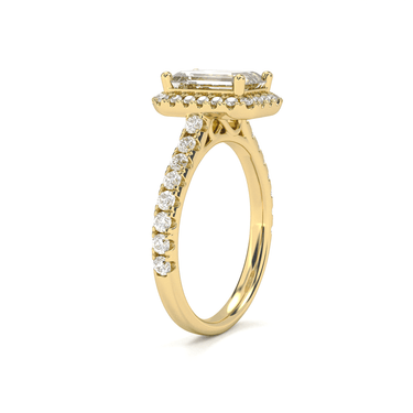 Infinity Halo Pavé Emerald Cut Diamond Ring - Beyon Diamond