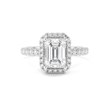 Infinity Halo Pavé Emerald Cut Diamond Ring - Beyon Diamond