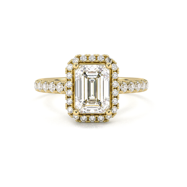 Infinity Halo Pavé Emerald Cut Diamond Ring - Beyon Diamond