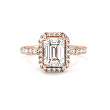 Infinity Halo Pavé Emerald Cut Diamond Ring - Beyon Diamond