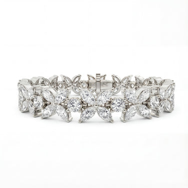 Marquise and Round Floral Diamond Bracelet 6.5CTW - Beyon Diamond