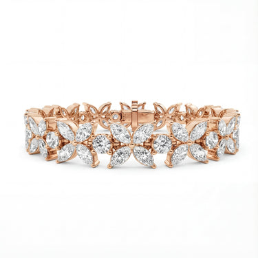 Marquise and Round Floral Diamond Bracelet 6.5CTW - Beyon Diamond