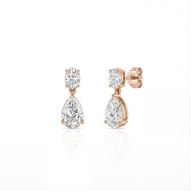 Oval and Pear Diamond Drop Stud Earrings - Beyon Diamond