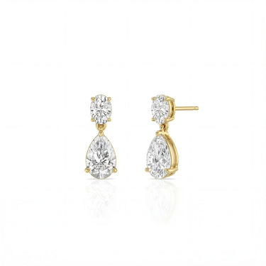 Oval and Pear Diamond Drop Stud Earrings - Beyon Diamond