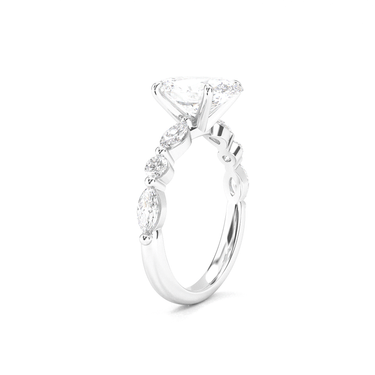 Oval Cut with Marquise Side Stone Diamond Ring - Beyon Diamond