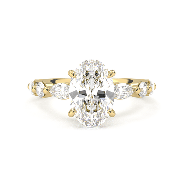 Oval Cut with Marquise Side Stone Diamond Ring - Beyon Diamond