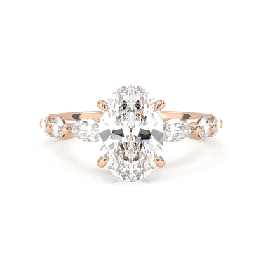 Oval Cut with Marquise Side Stone Diamond Ring - Beyon Diamond