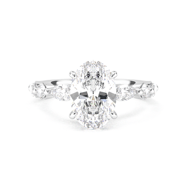 Oval Cut with Marquise Side Stone Diamond Ring - Beyon Diamond