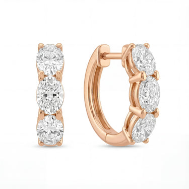 Oval Diamond Huggie Earrings 1CTW - Beyon Diamond