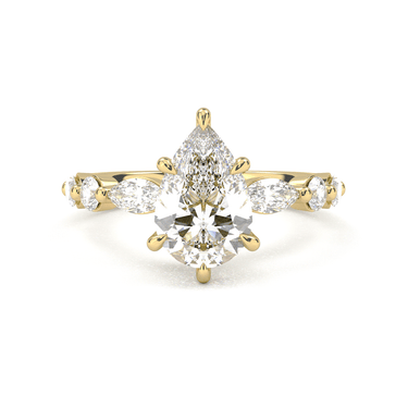 Pear Cut with Marquise Side Stone Diamond Ring - Beyon Diamond