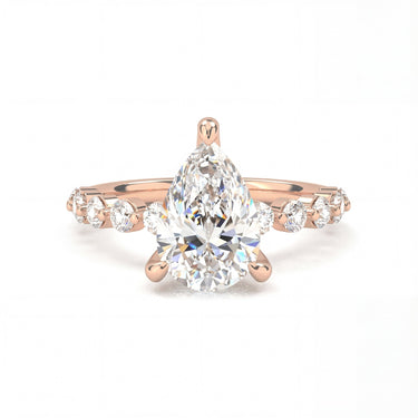Pear Cut With Round Side Stone Engagement Ring - Beyon Diamond