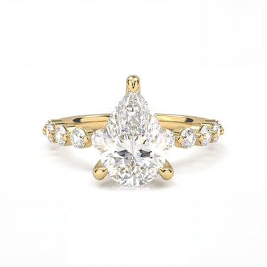 Pear Cut With Round Side Stone Engagement Ring - Beyon Diamond