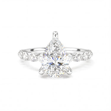 Pear Cut With Round Side Stone Engagement Ring - Beyon Diamond