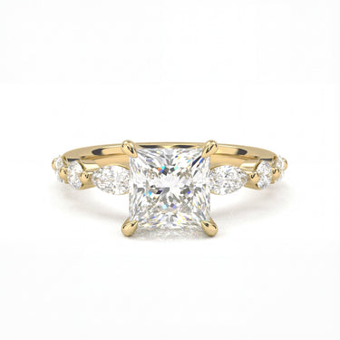 Princess Cut with Marquise Side Stone Diamond Ring - Beyon Diamond