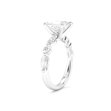 Princess Cut with Marquise Side Stone Diamond Ring - Beyon Diamond