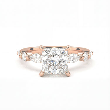Princess Cut with Marquise Side Stone Diamond Ring - Beyon Diamond