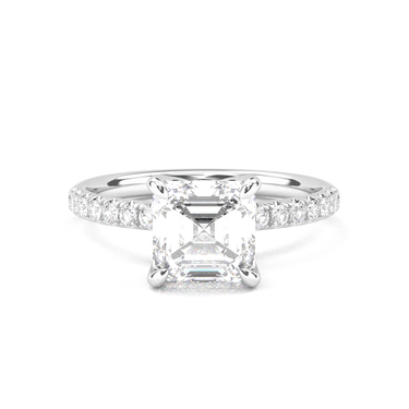 Prong Pavé Solitaire Asscher Cut Diamond Ring - Beyon Diamond