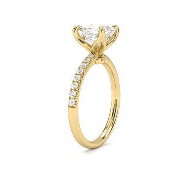 Prong Pavé Solitaire Asscher Cut Diamond Ring - Beyon Diamond