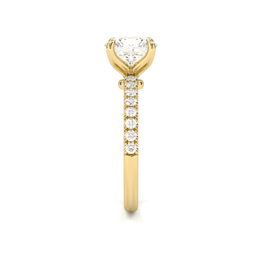 Prong Pavé Solitaire Cushion Cut Diamond Ring - Beyon Diamond