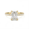 Prong Pavé Solitaire Emerald Cut Diamond Ring - Beyon Diamond