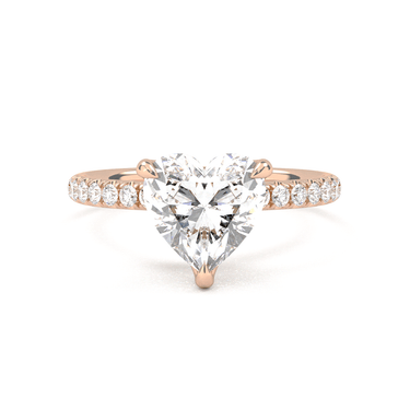 Prong Pavé Solitaire Heart Cut Diamond Ring - Beyon Diamond