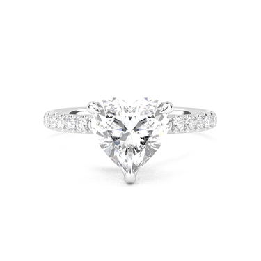 Prong Pavé Solitaire Heart Cut Diamond Ring - Beyon Diamond