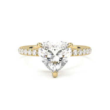 Prong Pavé Solitaire Heart Cut Diamond Ring - Beyon Diamond