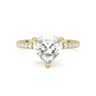 Prong Pavé Solitaire Heart Cut Diamond Ring - Beyon Diamond