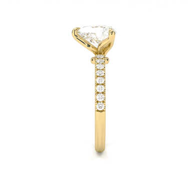 Prong Pavé Solitaire Heart Cut Diamond Ring - Beyon Diamond