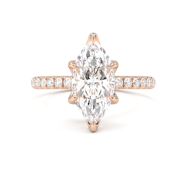 Prong Pavé Solitaire Marquise Cut Diamond Ring - Beyon Diamond