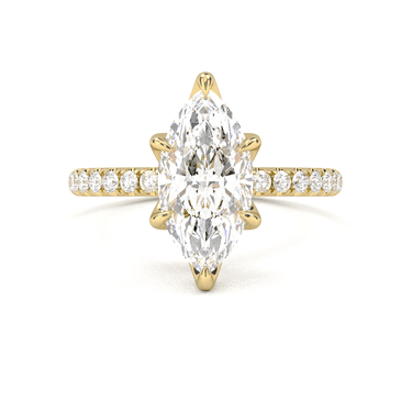 Prong Pavé Solitaire Marquise Cut Diamond Ring - Beyon Diamond