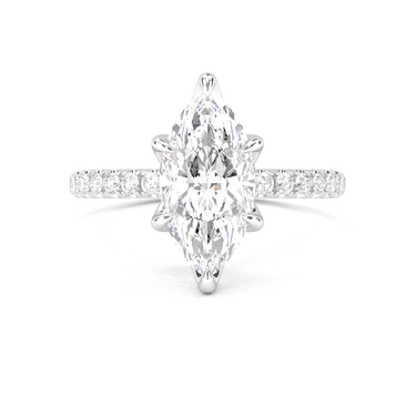 Prong Pavé Solitaire Marquise Cut Diamond Ring - Beyon Diamond