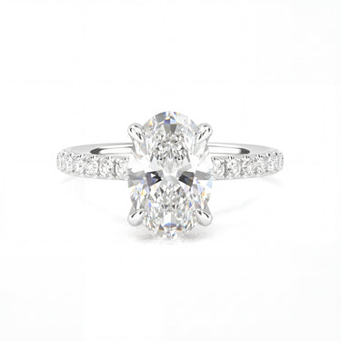 Prong Pavé Solitaire Oval Cut Diamond Ring - Beyon Diamond