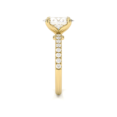 Prong Pavé Solitaire Oval Cut Diamond Ring - Beyon Diamond