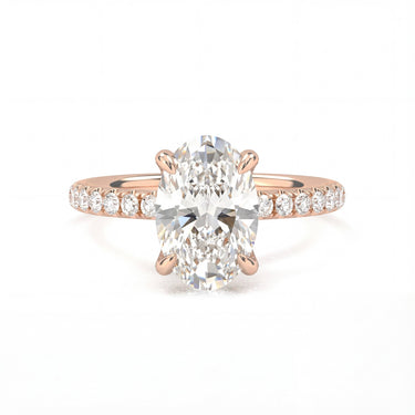 Prong Pavé Solitaire Oval Cut Diamond Ring - Beyon Diamond