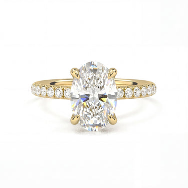 Prong Pavé Solitaire Oval Cut Diamond Ring - Beyon Diamond