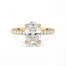Prong Pavé Solitaire Oval Cut Diamond Ring - Beyon Diamond