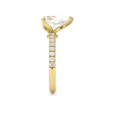 Prong Pavé Solitaire Pear Cut Diamond Ring - Beyon Diamond