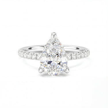 Prong Pavé Solitaire Pear Cut Diamond Ring - Beyon Diamond
