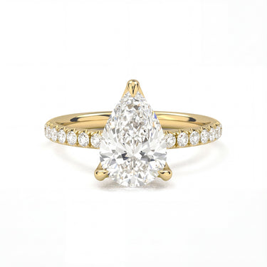 Prong Pavé Solitaire Pear Cut Diamond Ring - Beyon Diamond