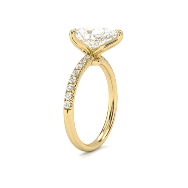 Prong Pavé Solitaire Pear Cut Diamond Ring - Beyon Diamond