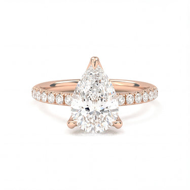 Prong Pavé Solitaire Pear Cut Diamond Ring - Beyon Diamond