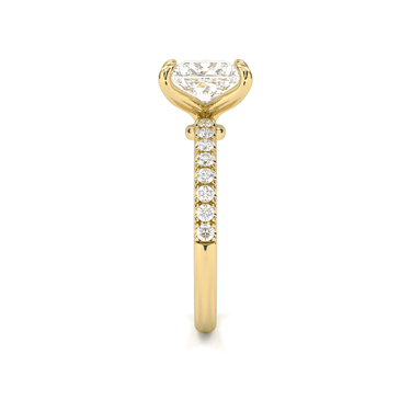 Prong Pavé Solitaire Princess Cut Diamond Ring - Beyon Diamond