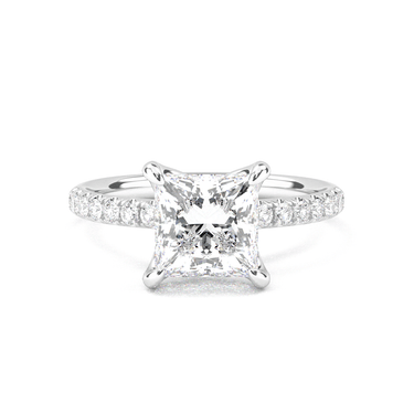 Prong Pavé Solitaire Princess Cut Diamond Ring - Beyon Diamond