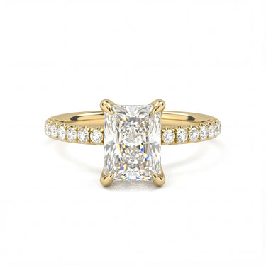Prong Pavé Solitaire Radiant Cut Diamond Ring - Beyon Diamond