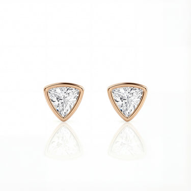 Solitaire Trillion Diamond Earring in Bezel Setting - Le Bezel 